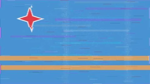 Aruba Glitch Flag Vector - RGB Split Digital Video Frame Design Illustrazione stock