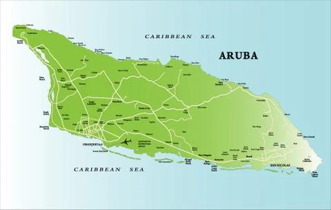Aruba map Stock Illustration