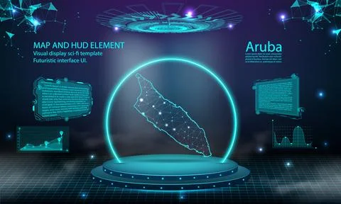 Aruba map light connecting effect background. abstract digital technology U.. Stock Illustration