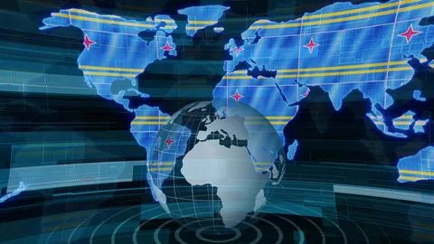 Aruba news technology earth map background Stock Illustration
