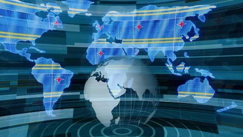 Aruba news technology earth map background Stock Illustration