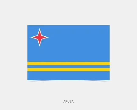 Aruba Rectangle flag icon with shadow. 스톡 일러스트