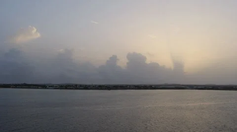 Aruba sky with clouds from sea Stock Footage 32117590