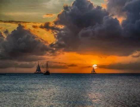 Aruba-Sunset Stock Photos