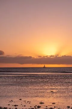 Aruba sunset sailing Stock Photos