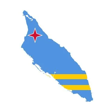 Aruba vector map and flag high detailed silhouette illustration isolated Stock Illustration