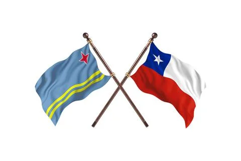 Aruba  Versus Chile  Two countries Flags background Stock Illustration