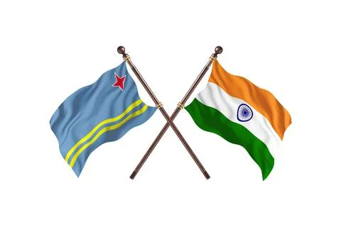 Aruba  Versus India  Two countries Flags background Stock Illustration