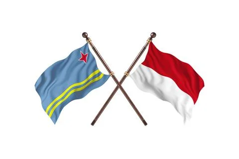 Aruba  Versus Indonesia  Two countries Flags background Stock Illustration