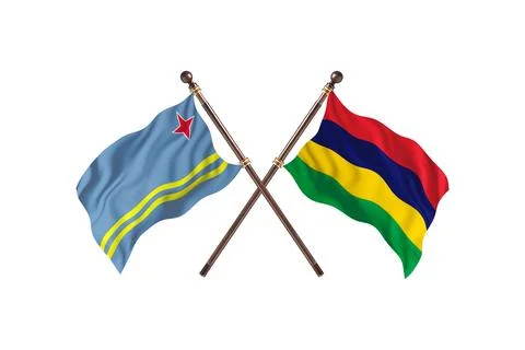 Aruba  Versus Mauritius  Two countries Flags background Stock Illustration