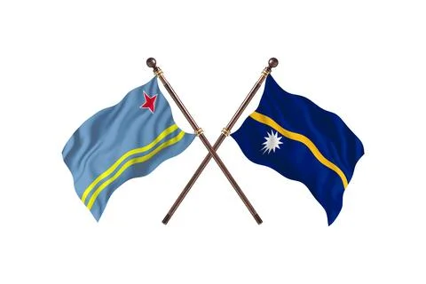 Aruba  Versus Nauru  Two countries Flags background Stock Illustration