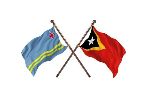 Aruba  Versus Timor-Leste  Two countries Flags background Stock Illustration