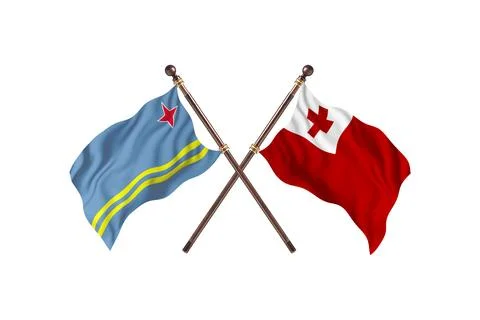 Aruba  Versus Tonga  Two countries Flags background Stock Illustration