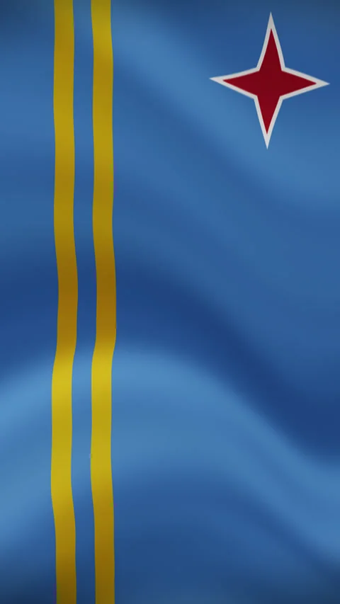 Aruba Waving Flag in Vertical Orientation – Realistic Loop Animation Stock Footage 294949696