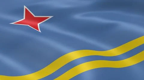 Aruban flag in the wind Stock Photos