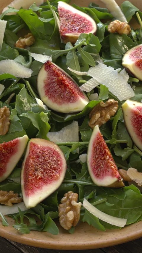 Arugula and fig salad. Stock Footage 308076616