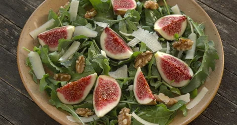 Arugula and fig salad. Stock Footage 308746715