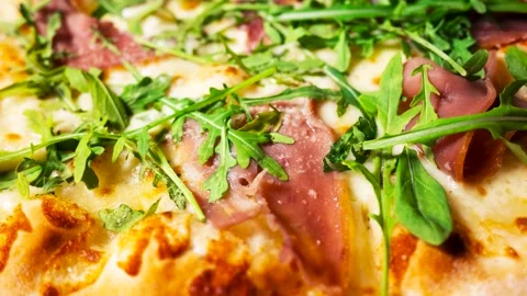 Arugula and Prosciutto Pizza texture Stock Footage 333205205