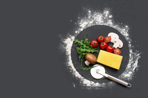 Arugula, background, baking, basil, board, cheese, concept, cook, cooking, cu Stock Photos