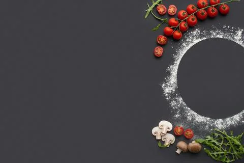 Arugula, background, baking, basil, board, cheese, concept, cook, cooking, cu Stock Photos