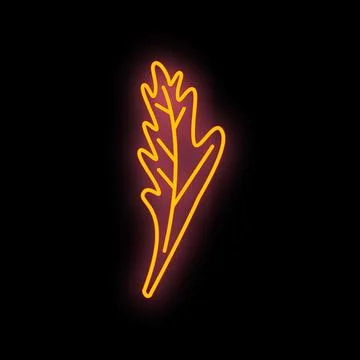 Arugula leaf drawing glowing neon light effect 스톡 일러스트