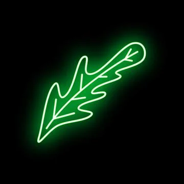 Arugula leaf glowing green neon icon design Stock Illustration