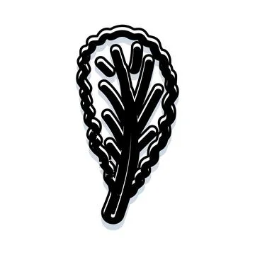 Arugula leaf stylized black and white illustration Stock Illustration
