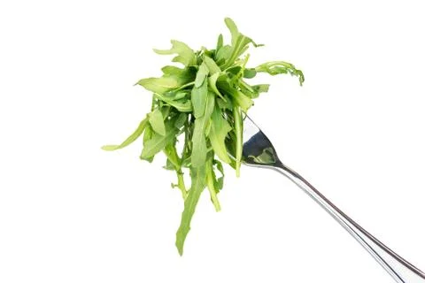 Arugula leaves on a fork Stock Photos
