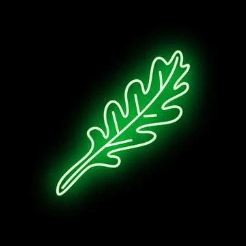 Arugula rocket leaf green neon glowing light Stock Illustration