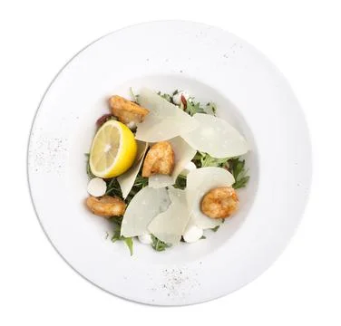 Arugula salad with prawns. 写真素材