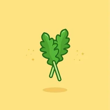 Arugula Vector Icon Illustration. Cute Vegetable. Flat Cartoon Style Suitable Stock Illustration
