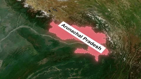 Arunachal Pradesh state zoomed on the map of India. Stock Footage 264282154