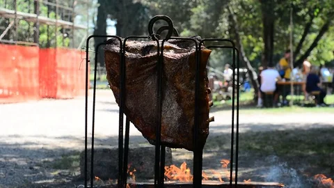 Asado steak Stock Footage 76950328