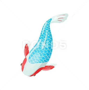 Asagi Carp Koi fish, traditional sacred Japanese fish vector Illustration:  Graphic #85495677