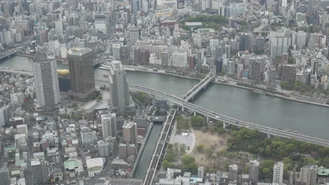 Asahi flame and sumida river from Tokyo Skytree Vídeo Stock 242423357