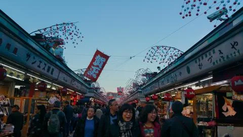 Asakusa Nakamise Shopping Street one of the oldest shopping streets in Japan. Stock Photos