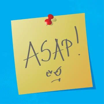 "asap" handwriten acronym message on sticky paper, eps10 vector illustration Illustration