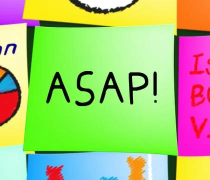 Asap Note Representing Do Quickly 3d Illustration Illustrazione stock