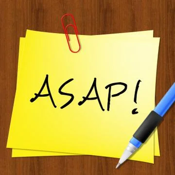 Asap Note Represents Do Quickly 3d Illustration Illustrazione stock