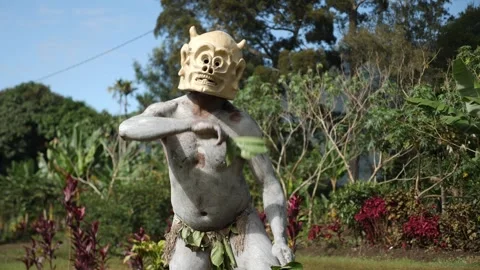 Asaro Mudmen tribe Bow hunting in Papua New Guinea. Stock Footage 310858565