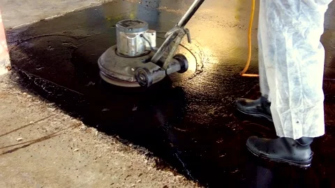 Asbestos mastic removal work Stock Footage 291905732