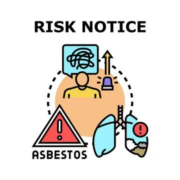Asbestos risk notice causing lung disease warning concept 스톡 일러스트