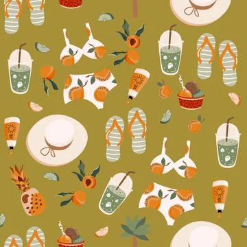 Asbstract summer elements and fruits Stock Illustration