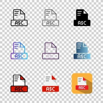 Asc Collection of various file format icons for interfaces. Stock Illustration