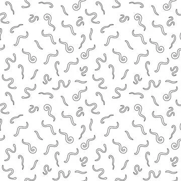 Ascarids Seamless Pattern - Parasitic Roundworms vector Helminth line background Illustration