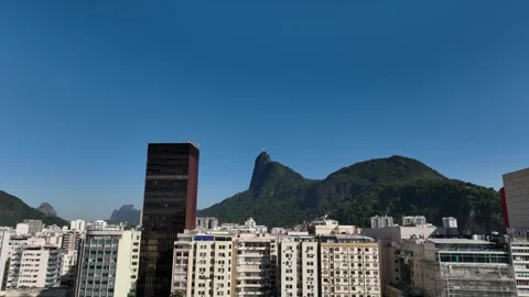 Ascend Above Botafogo Rooftops Toward the Corcovado Ridge Stockbeeldmateriaal 344751767