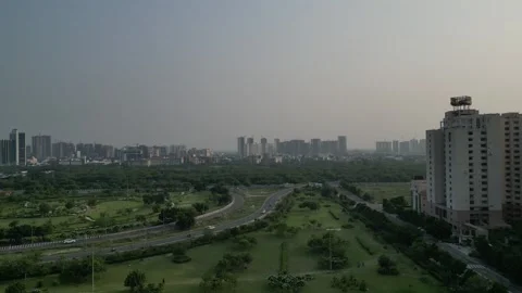 Ascend to Progress 4K Rising Shot of Developing City Landscape 動画素材 261067790