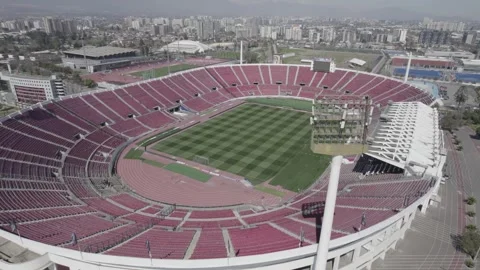Ascending And Retreating Aerial View Of Estadio Nacional de Chile Stock Footage 344913923