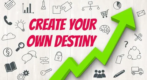 Ascending arrow with icons - Create your own destiny Stock Illustration
