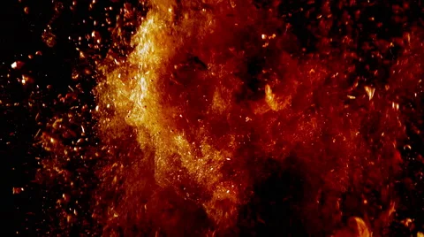 Ascending ash and glowing particles like in a real explosion, 4k Stock Footage